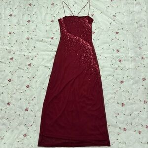 Vintage Vampire Red Beaded Gown